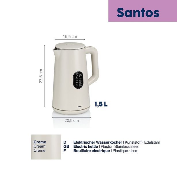 KELA Rychlovarná konvice Santos plast 1,5l krémová KL-10137