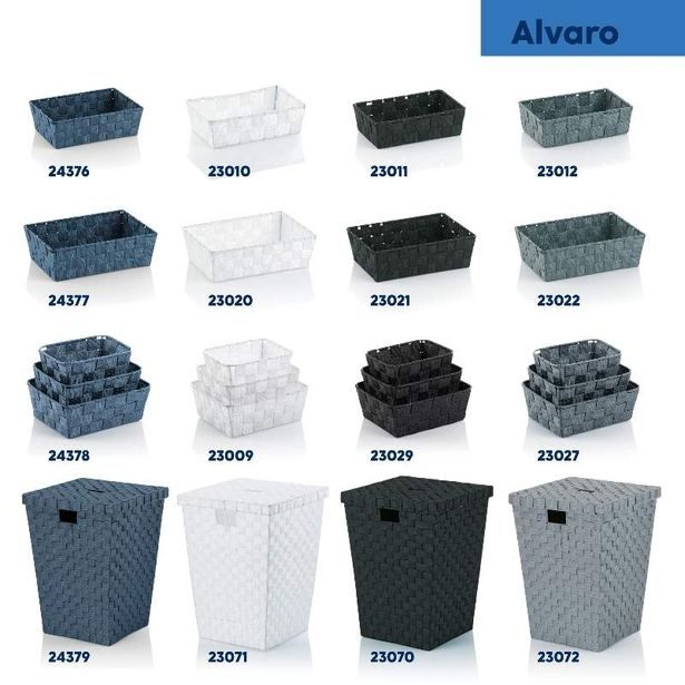 KELA Košík Alvaro PP vláknová stuha kouřově modrá 3 kusy KL-24378