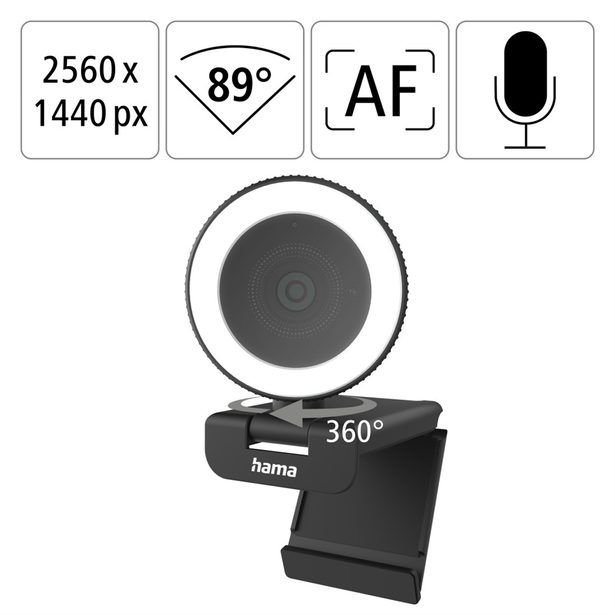 Hama PC webkamera s kruhovým světlem X850 Pro, QHD, autofocus, dálkový ovladač