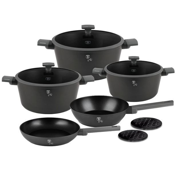 BERLINGERHAUS Sada nádobí s titanovým povrchem 10 ks Antracit Collection BH-8140