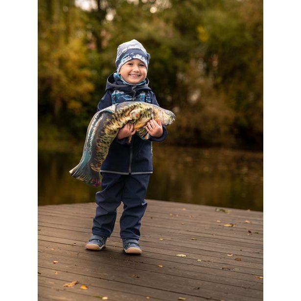 Unuo, Dětská softshellová bunda s fleecem Basic, Tm. Modročerná, Tučňáci