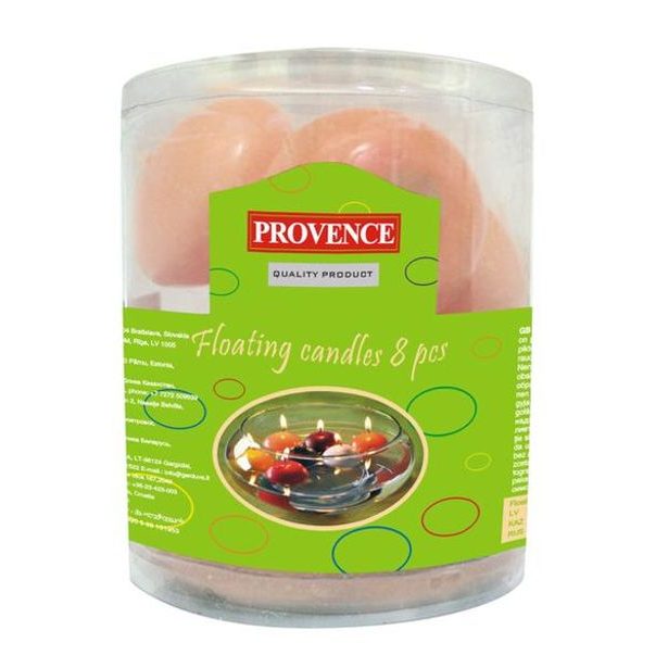 Provence Svíčky plovoucí 8 ks lososová, 4, 3 x 2, 8 cm_hamashop
