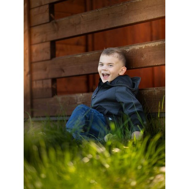 Unuo, Dětská softshellová bunda bez zateplení Street, Černá, Žíhaná Antracitová