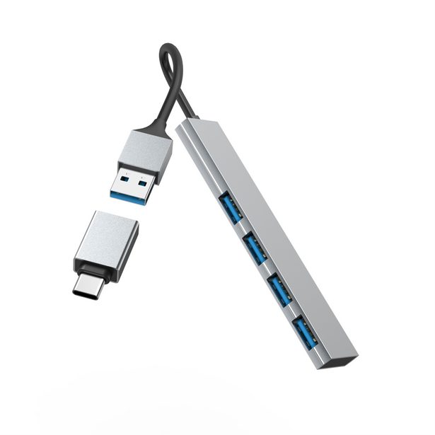 Hama USB hub, 4 porty, USB 3.2, 5 Gb/s, Ultra Slim, USB-C adaptér