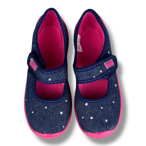 Domácí obuv, baleríny Befado - modré, hvězdy