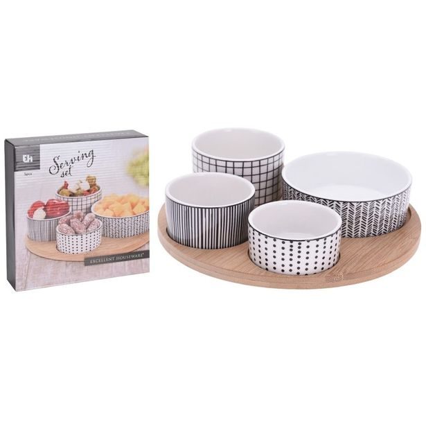 EXCELLENT HOUSEWARE Servírovací misky s kulatým podnosem sada 5 ks KO-278000240