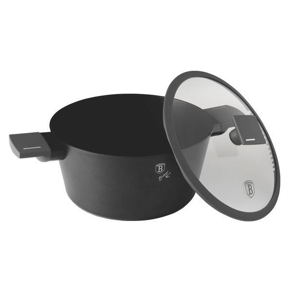 BERLINGERHAUS Kastrol s titanovým povrchem a poklicí 24 cm Antracit Collection BH-8131