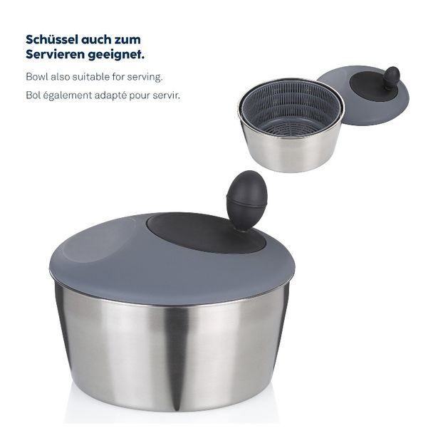 KELA Odstředivka na salát Romy nerez 18/10 stříbrná matná 12,0cm 24,5cm 4,0l KL-12149