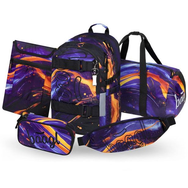 BAAGL SET 5 Skate Vibe: batoh, penál, sportovní taška, ledvinka, obal na notebook GRS