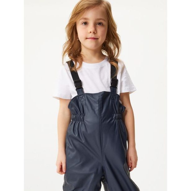 Unuo Dětské nepromokavé kalhoty s fleecem, Tm. Modročerná