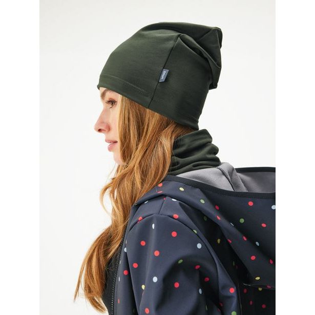 Unuo Dámská čepice z teplákoviny Homeless, Tm. Khaki