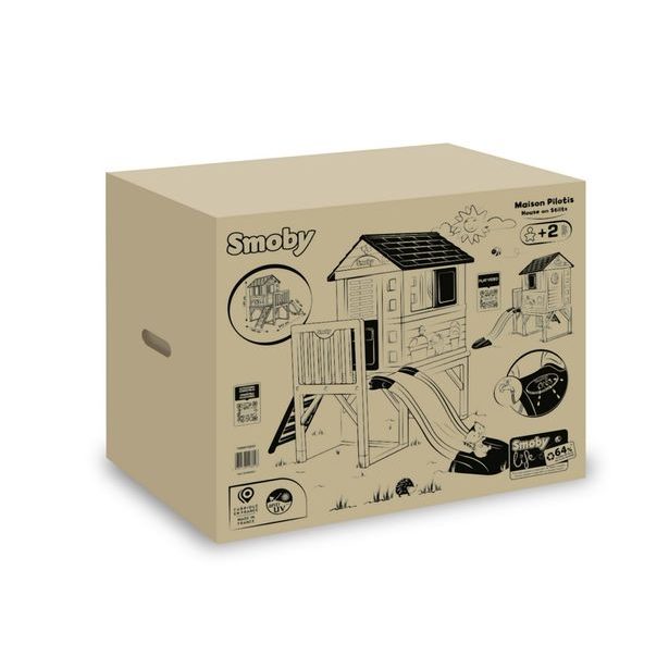 Domeček na pilířích se skluzavkou