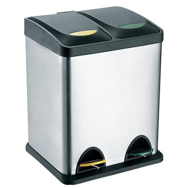 TORO ODPADKOVÝ KOŠ 41x30x41cm, 16l, stříbrná, černá, nerez, plast_hamashop