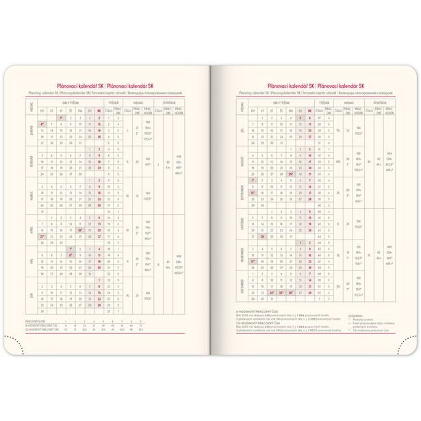 Týdenní diář Vivella Top 2025, oranžový, 15 × 21 cm