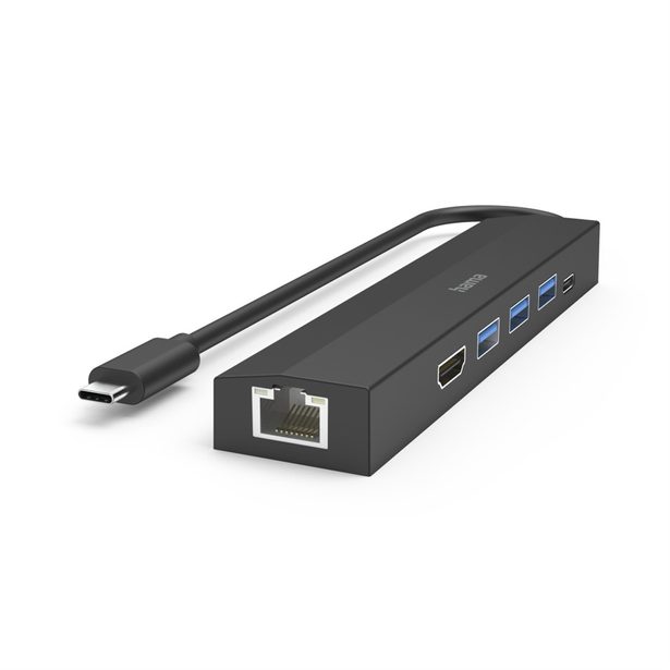 Hama USB-C hub multiport, 3x USB-A, USB-C PD, HDMI, LAN, 6 portů