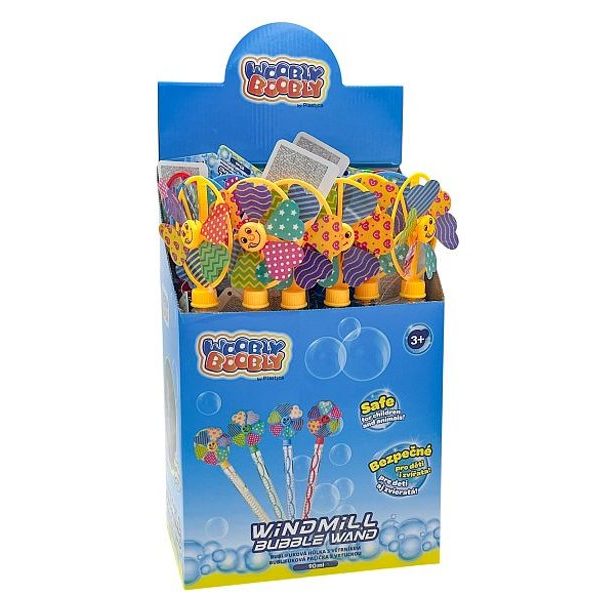 Plastica Bublifuky - Bublinková hůlka s větrníkem - CDU 24ks, assort