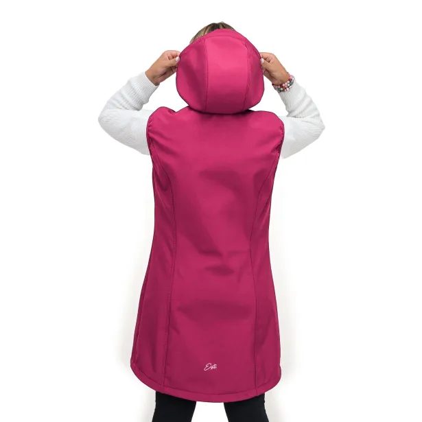 ESITO Dámská dlouhá softshellová vesta Raspberry pink - malinová