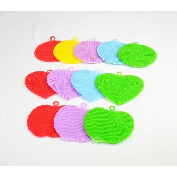 žínka na nádobí JABLKO,SRDCE,KRUH, mix barev, měkký plast