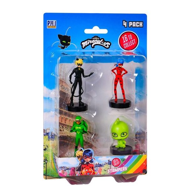 Miraculous: Beruška a černý kocour- razítka 4 ks figurka Ast.