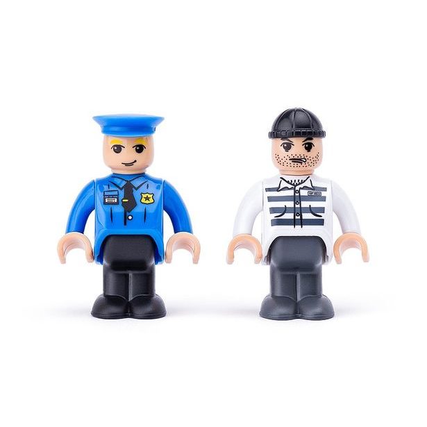 WOODY Autíčka k dráze - Policie, 4ks