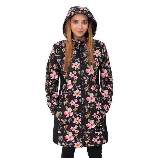ESITO Dámský jarní softshellový kabát Spring flowers - černá