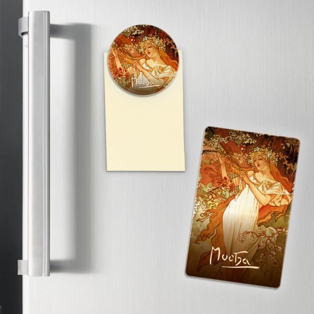 Magnet Alfons Mucha - Jaro, kulatý, 5 cm