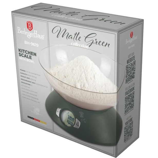 BERLINGERHAUS Váha kuchyňská s miskou Matte Green Collection BH-9619