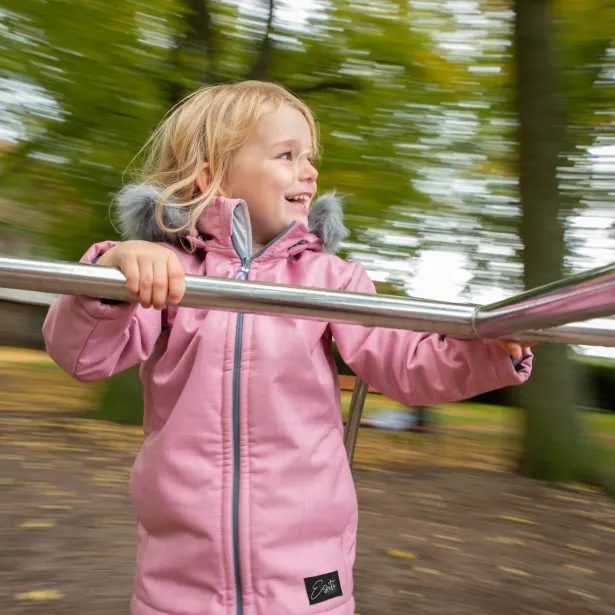 ESITO Dívčí zimní softshellový kabát s beránkem Antique pink