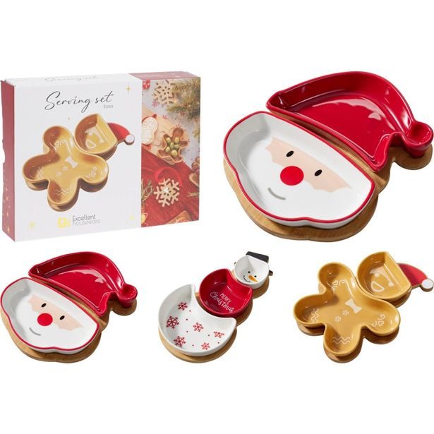 EXCELLENT HOUSEWARE Servírovací sada 3 ks s vánočními motivy Santa KO-210001770sant