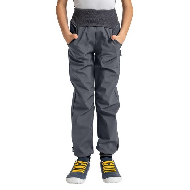 Unuo, Dětské softshellové kalhoty bez zateplení Street, Tm. Šedá