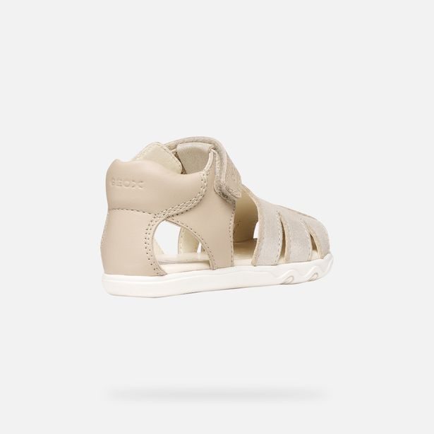 Béžové dívčí barefoot sandály Geox Sandal Steppieup