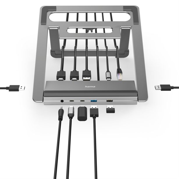 Hama USB-C dokovací stanice a stojan pro notebook Connect2Office Stand, 12 portů