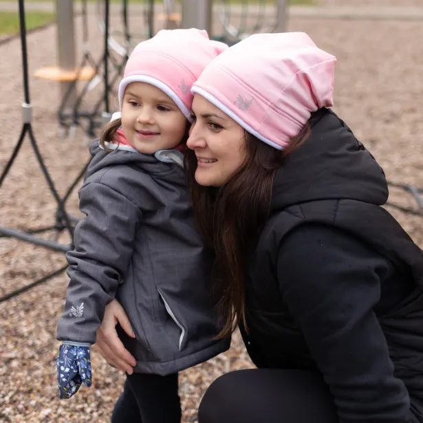 ESITO Zimní čepice spadená Duha světlá - růžová