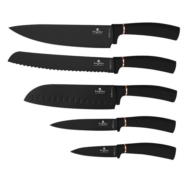 BERLINGERHAUS Sada nožů s magnetickým držákem 6 ks Black Rose Collection BH-2884