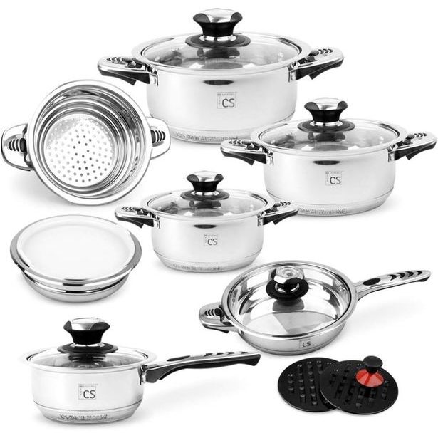 CS SOLINGEN Sada nádobí nerez s teploměrem Aurich 16 ks CS-065843