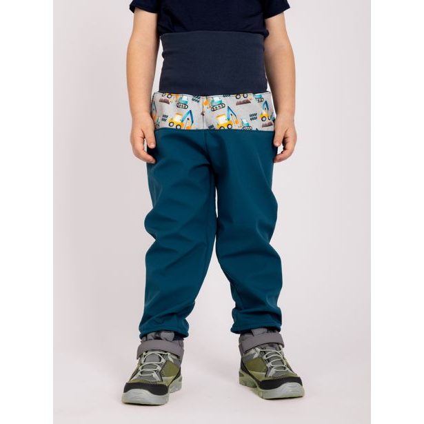 Unuo, Batolecí softshellové kalhoty s fleecem Basic, Kobaltová, Bagry