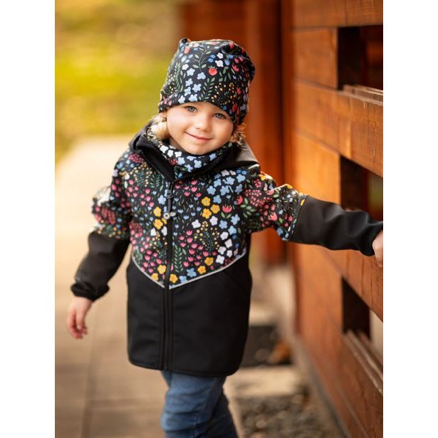 Unuo, Dětská softshellová bunda s fleecem Slim, Černá, Zahrada