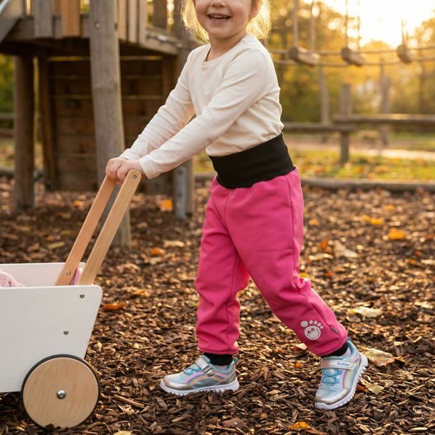 MODADETI Dětské softshellové kalhoty ADELLiNO s fleecem a reflexem růžové