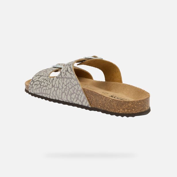 Stříbrné dámské pantofle Geox Brionia