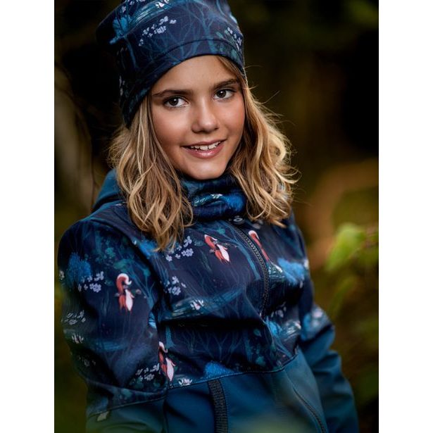 Unuo, Dívčí softshellový kabát s fleecem Street, Kobaltová, Čarovná liška