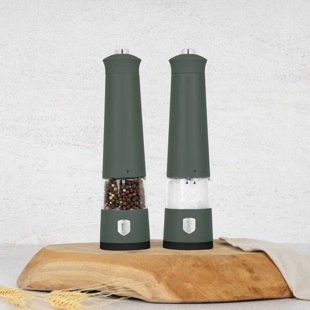 BERLINGERHAUS Mlýnek na pepř a sůl elektrický sada 2 ks Matte Green Collection BH-9885