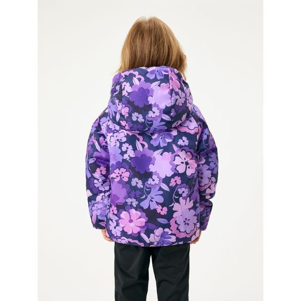 Unuo Dětská oboustranná bunda Duo, Lila, Kytky