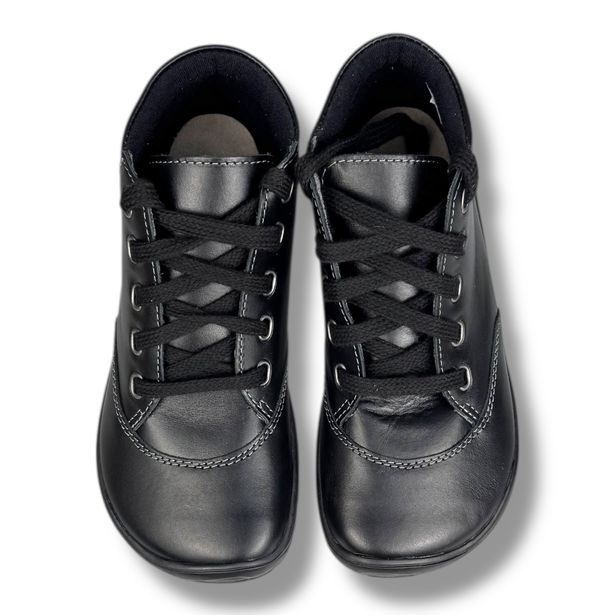 FARE BARE MATEO – chlapecké barefoot kotníkové boty z kůže černé