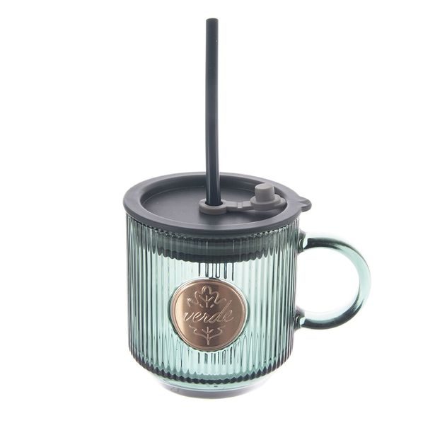 Hrnek s víčkem a brčkem VERDE 0,35 l