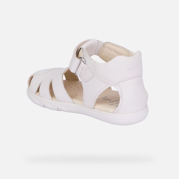 Bílé chlapecké barefoot sandály pro první kroky Geox Steppieup