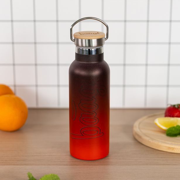 BAAGL Termoláhev s bambusovým víčkem Gradient červeno-černá, 500 ml