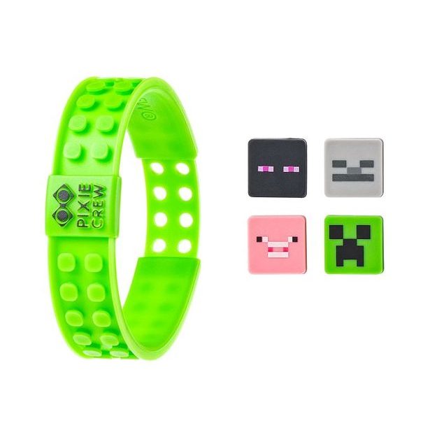 PIXIE CREW PIXIE CREW &amp; MINECRAFT Nastavitelný náramek, zelený, 4 multipixely
