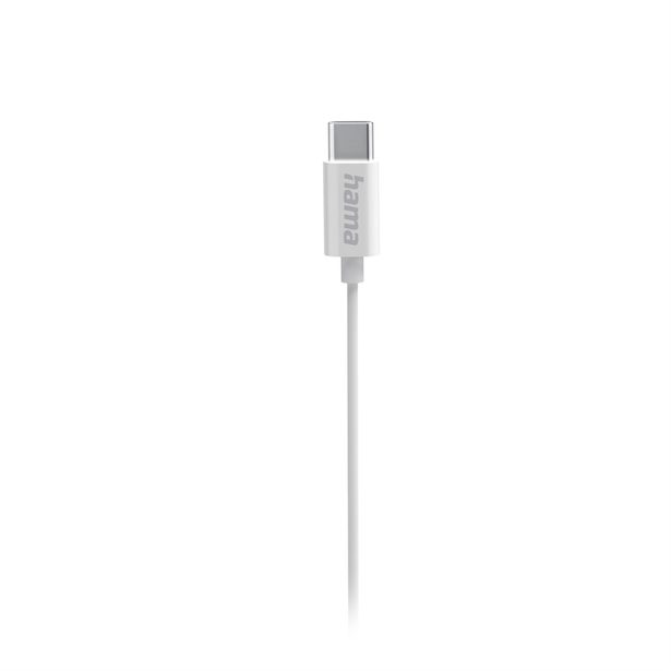 Hama USB-C sluchátka s mikrofonem Curly, špunty, bílá