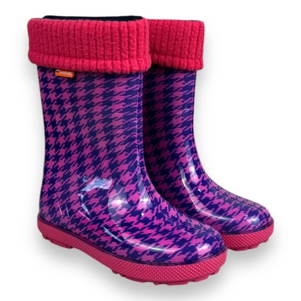 Dětské zateplené holínky Demar HAWAI LUX PRINT - růžová