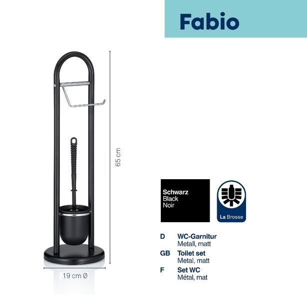 KELA WC sada Fabio, černá 19x65 cm KL-20998